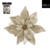 Mica Decorations Clip Poinsettia 3x20 cm Champagne