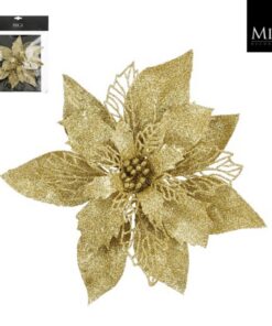 Mica Decorations Clip Poinsettia 3x20 cm Goud
