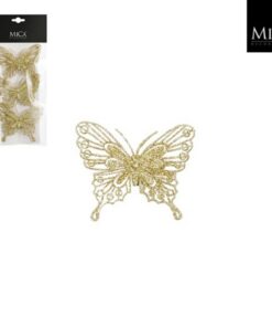 Mica Decorations Clip Vlinder 10x8 cm 3 Stuks Goud