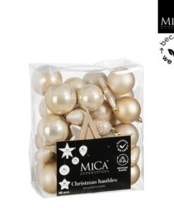 Mica Decorations Kerstballen Onbreekbaar 6 cm 40 Stuks Cr&egrave;me