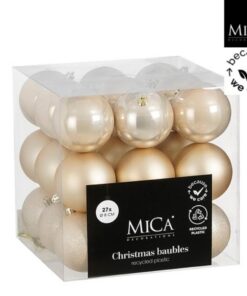 Mica Decorations Kerstballen Onbreekbaar 8 cm 27 Stuks Cr&egrave;me
