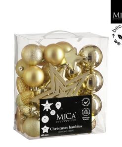 Mica Decorations Kerstboom Decoratie Onbreekbaar 40 Stuks Goud