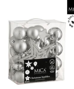 Mica Decorations Kerstboom Decoratie Onbreekbaar 40 Stuks Zilver