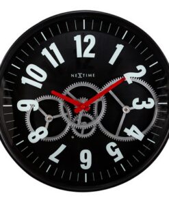 NeXtime NE-3259ZW Moderne Gear Wandklok 36 cm Zwart/Wit
