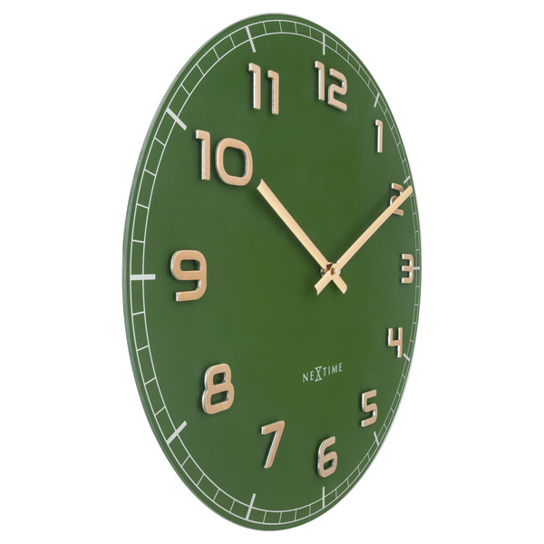 NeXtime NE-3314GC Wandklok Dia 40cm Groen Glas/Aluminium Classy Medium - Afbeelding 2