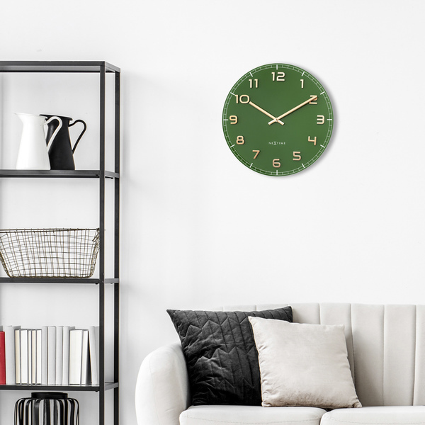 NeXtime NE-3314GC Wandklok Dia 40cm Groen Glas/Aluminium Classy Medium - Afbeelding 4