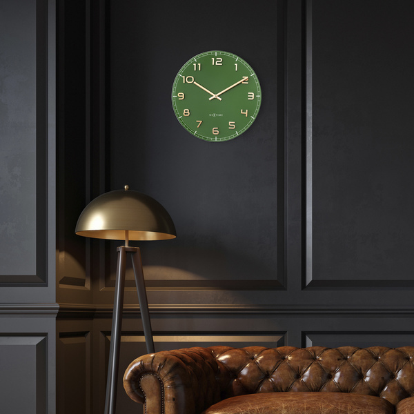 NeXtime NE-3314GC Wandklok Dia 40cm Groen Glas/Aluminium Classy Medium - Afbeelding 5