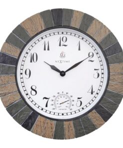 NeXtime NE-4320 Buitenklok Aster + Thermo- en Hydrometer 43.5 cm Steenlook