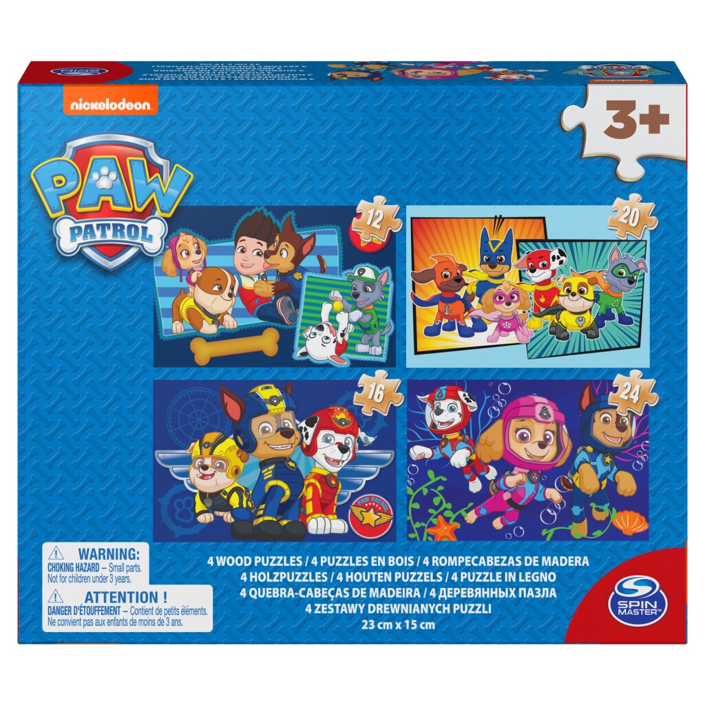 Paw Patrol Shoe Box 4 Houten Puzzels 12-16-20-24 Stukjes - Afbeelding 3