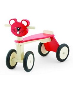 Pintoy Houten Loopfiets Muis met 4 Wielen Rood