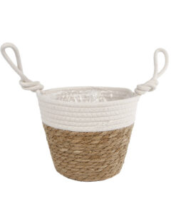 Rieten Plantenmand Blois 20x14x30 cm Naturel/Wit