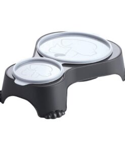 Rotho SALLY Dubbele Voederbak 0.28L+1L Antraciet