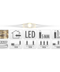 S.I.A. Zilverdraad Kerstverlichting op Batterij  90cm 10 LED Lampjes