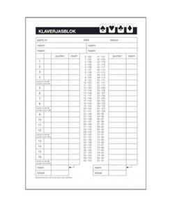 Scoreblok Klaverjassen 5 Blok Van 50 Vel