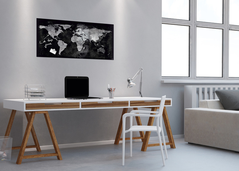 Sigel SI-GL270 Glasmagneetbord Artverum 910x460x15mm Wereldkaart - Image 2