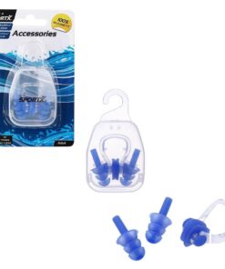 SportX Volwassenen Neusclip en Oordoppen 2 Sterren Blauw