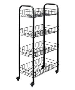 Tomado-Metaltex Keuken/Badkamer Opbergtrolley Pisa met 4 Manden Zwart