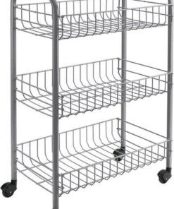 Tomado-Metaltex Siena Keukentrolley met Wielen 41x23x63 cm Zilver