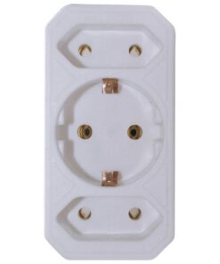 VB 41198 Verloopstekker 2x Euro + 1x RA Wit