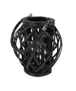 Windlicht Hamada 22 cm Zwart/Bamboe